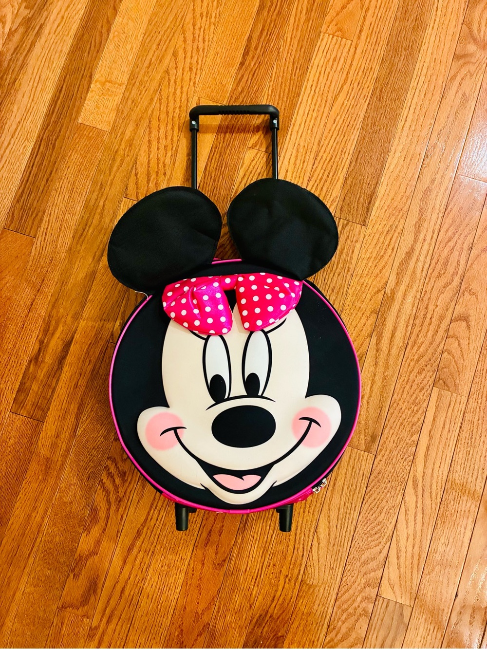 Disney Minnie Mouse Round Rolling Bag Luggage in Black and Pink